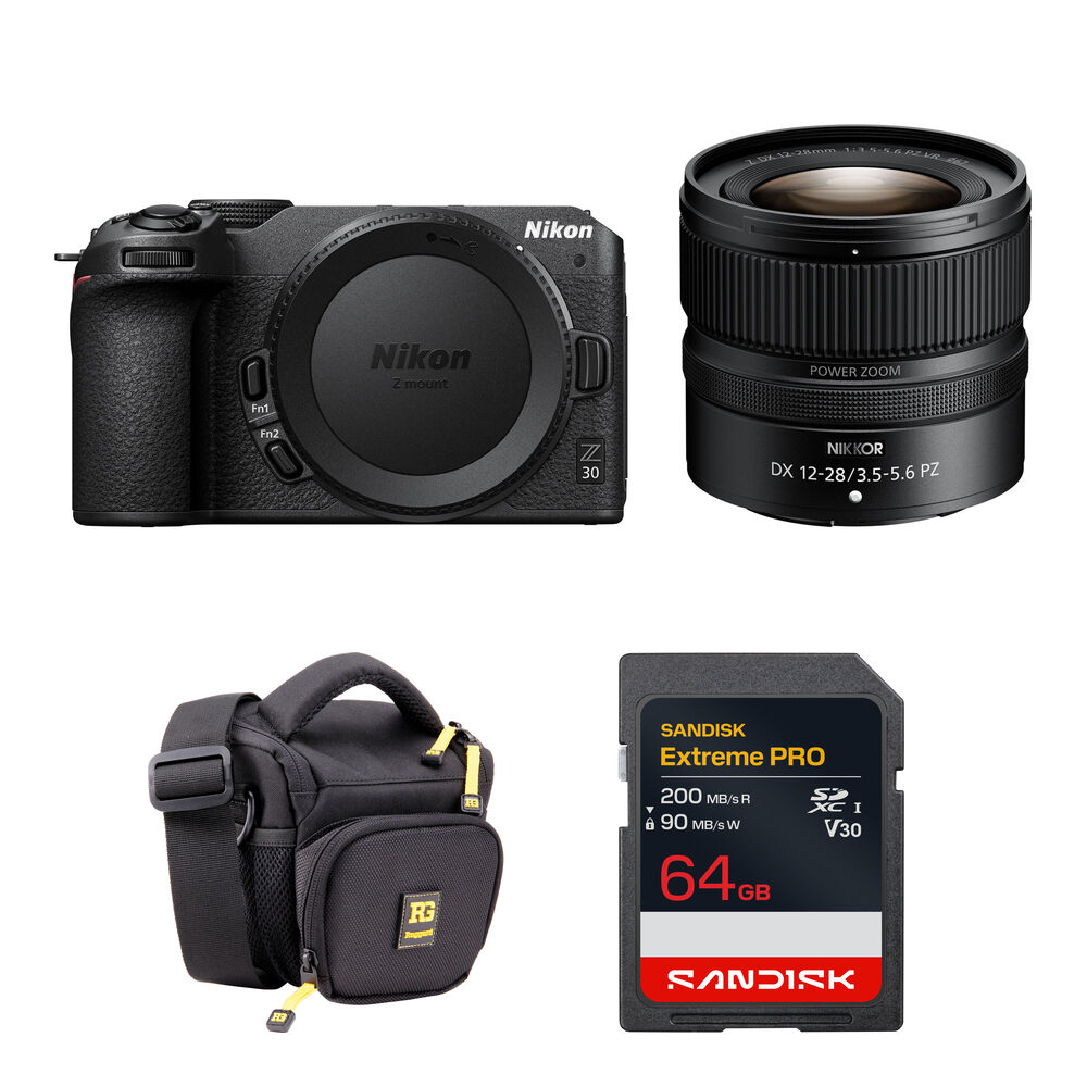 Nikon Z30 Cámara Sin Espejo con Lente NIKKOR Z DX 12-28mm f/3.5-5.6 y Kit de Accesorios