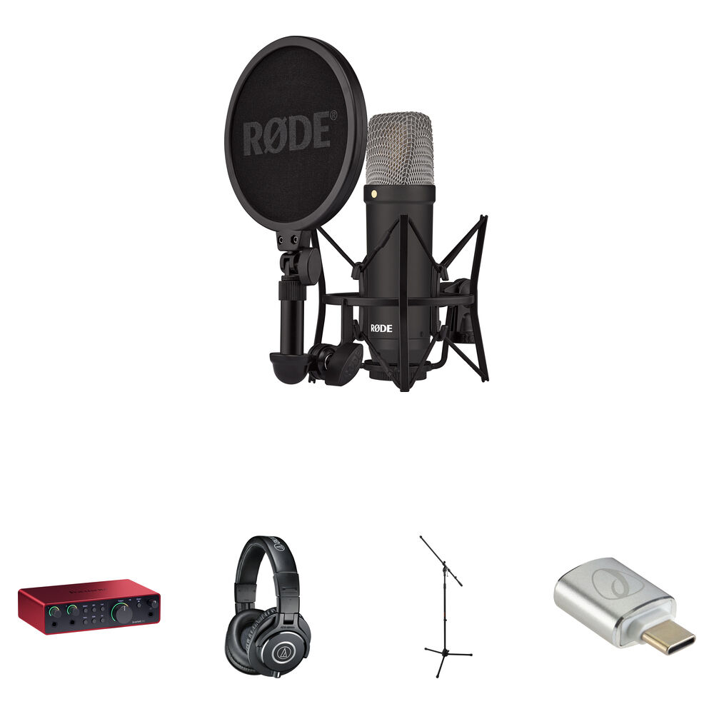 RODE NT1 Microphone Kit con Interfaz Scarlett 2i2 y Accesorios - Grabación de Voces e Ins