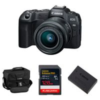 Canon EOS R8 Cámara Mirrorless con Lente RF 24-50mm f/4.5-6.3 y Kit Esenciales