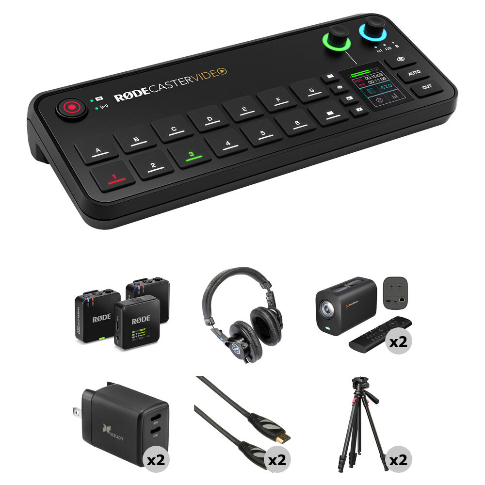 RODE RODECaster Video All-in-One Production Console 2-Camera Creator Kit - Incluye 2 cáma