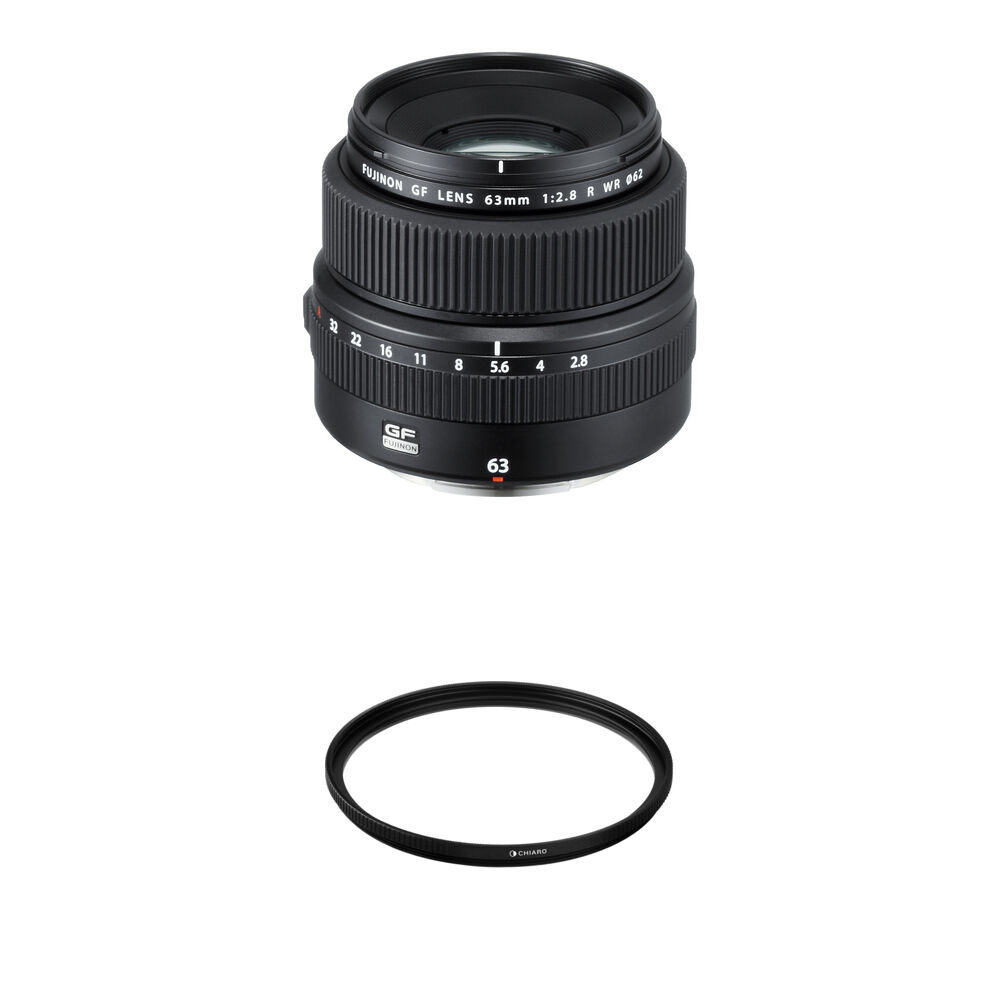 FUJIFILM GF 63mm f/2.8 R WR Lens con Filtro UV 62mm - Montura G, Sellado contra Polvo y Cl