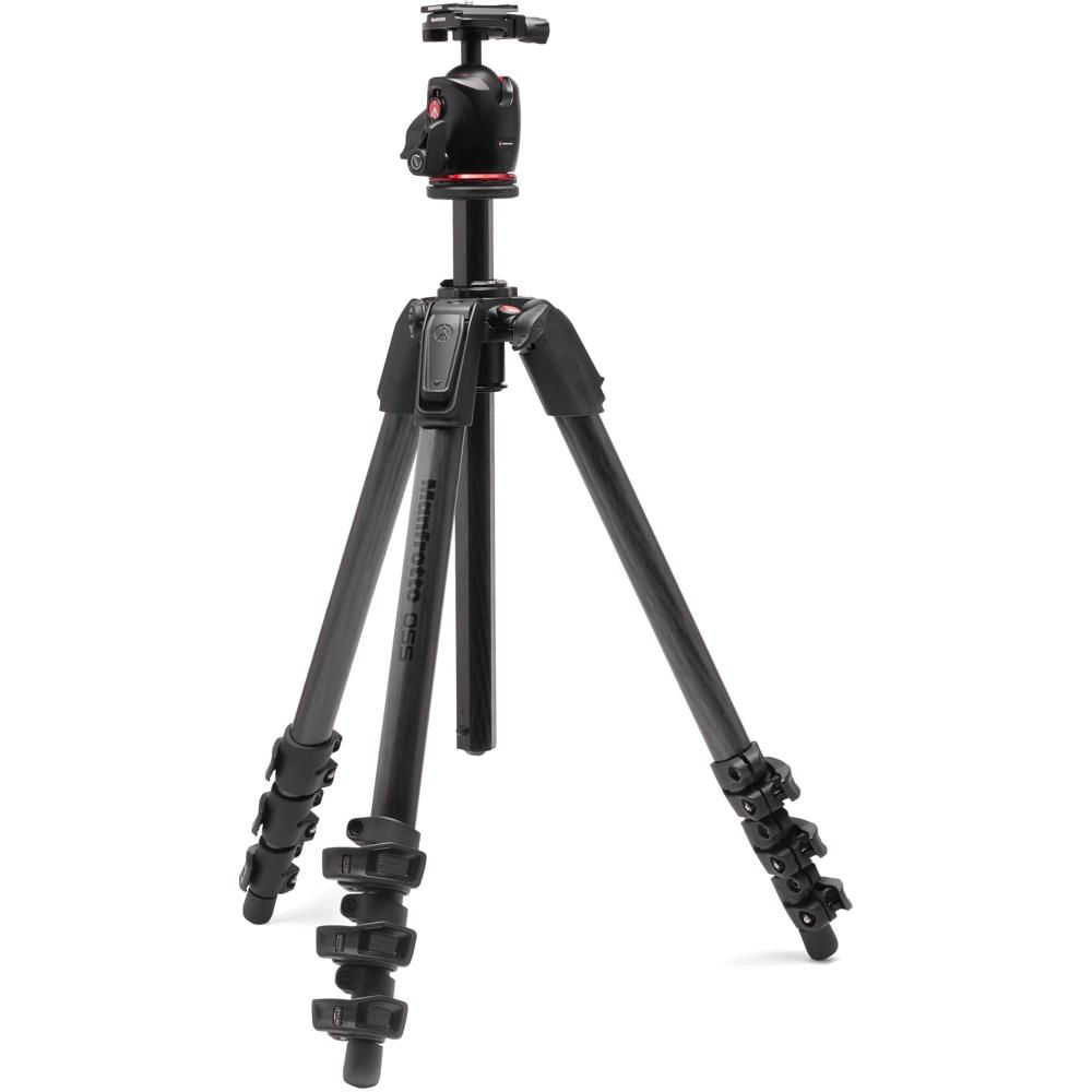 Manfrotto Trípode de Carbono 055XPRO 4 Secciones con Cabezal XPRO, Capacidad de Carga 33.