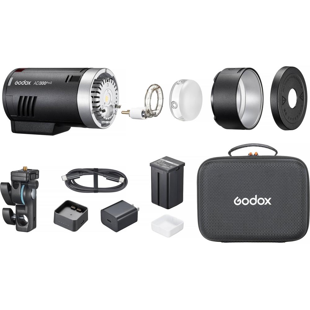 Godox AD300Pro II Flash de Estudio Portátil 300Ws con Pantalla Color y Luz LED Bi-Color d