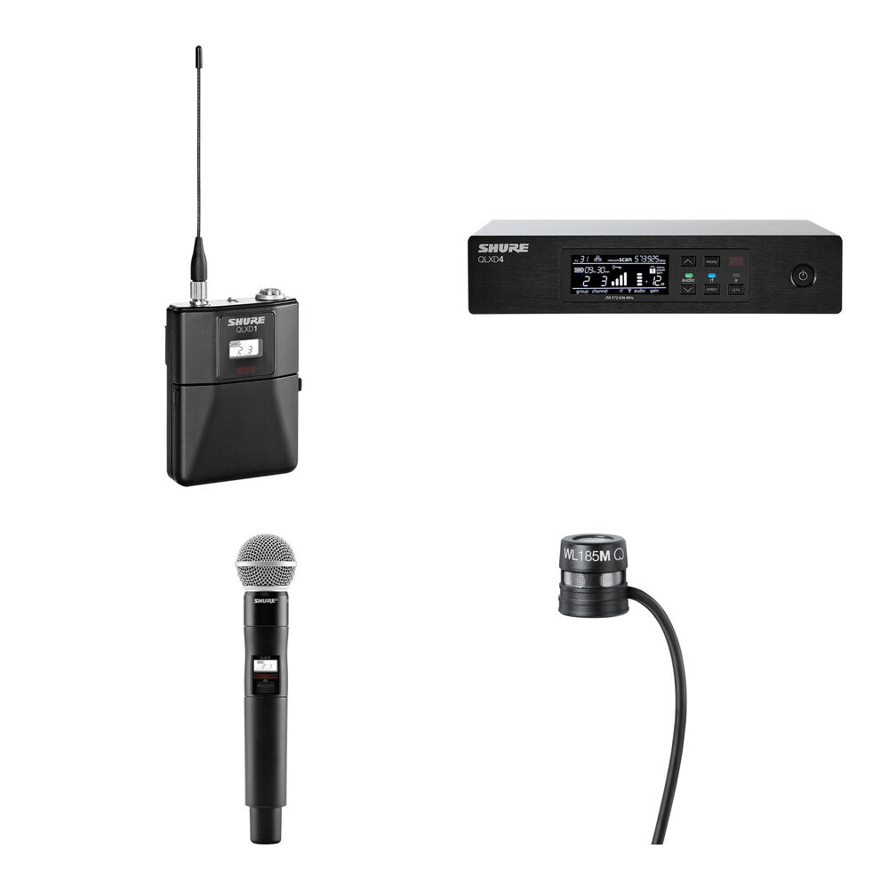 Shure QLXD14/85 Kit - Sistema de micrófono inalámbrico digital con lavalier y handheld,