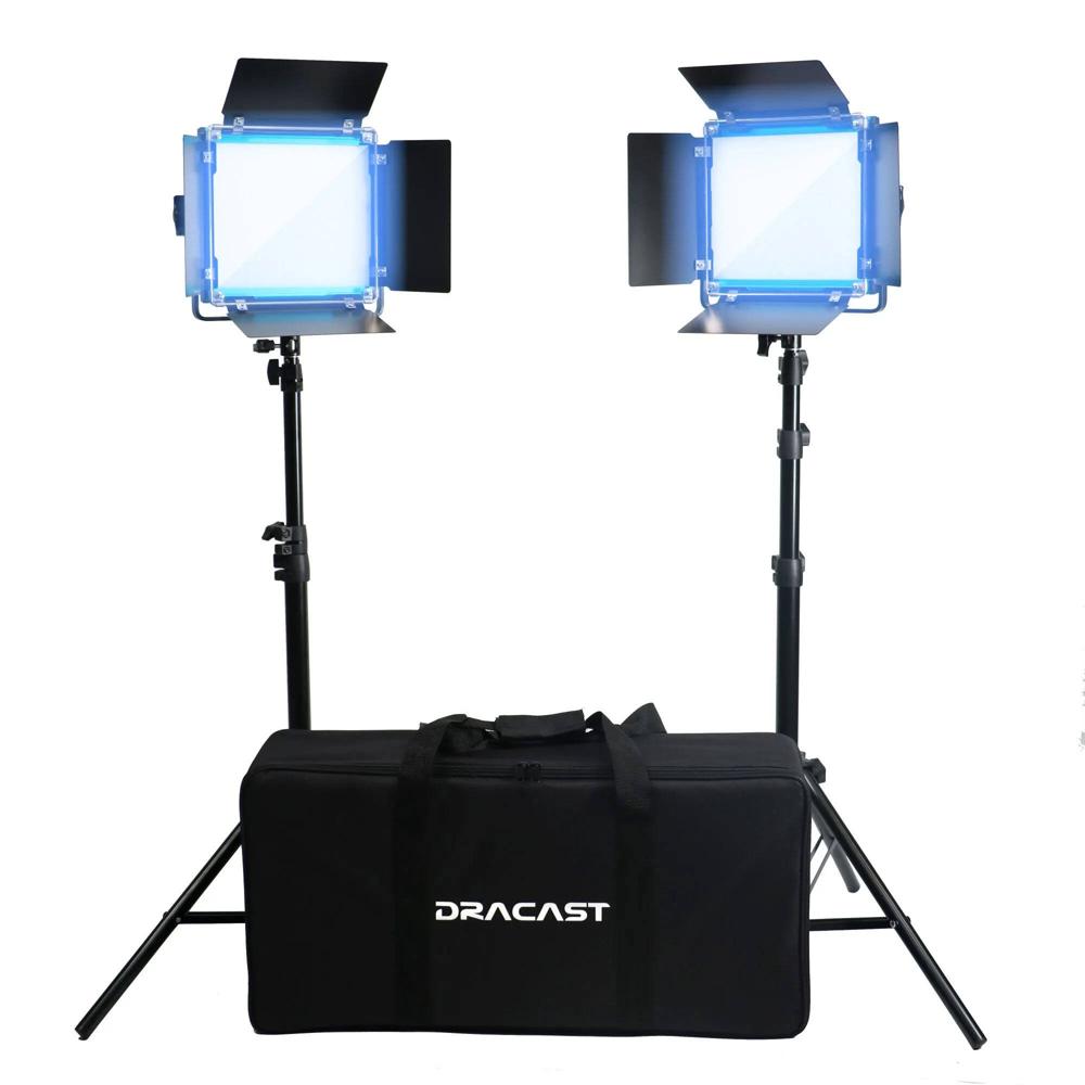 Dracast X Series LED500 Kit de Iluminación LED de Día - 2 Paneles con Barndoor y Soporte