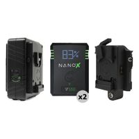 Core SWX NANOX V150 Kit: 2 Baterías V-Mount, Cargador Dual GP-X2S y Placa para RED KOMODO
