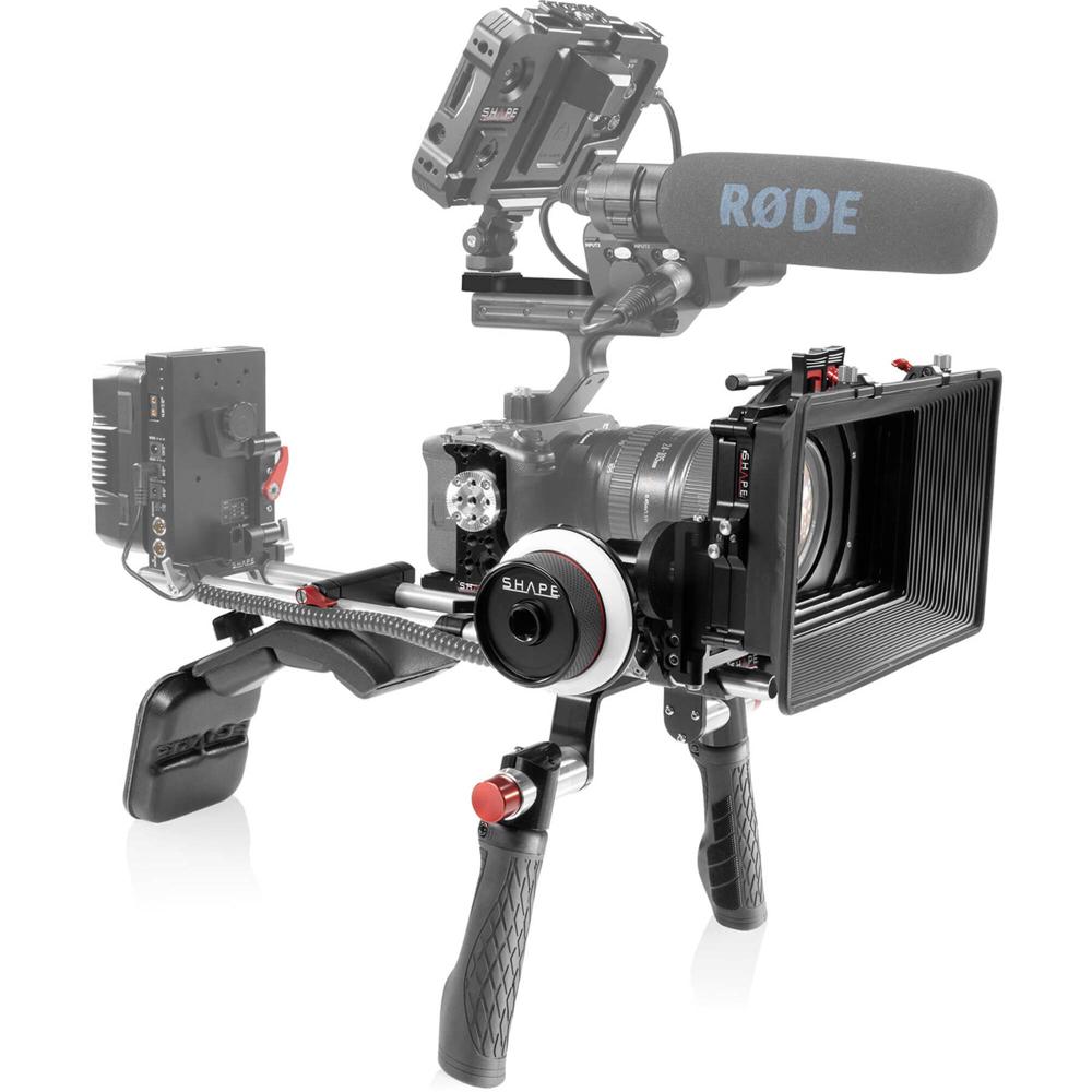 SHAPE Shoulder Mount con Matte Box y Follow Focus para Sony FX3 - Aluminio, Manijas Rotati