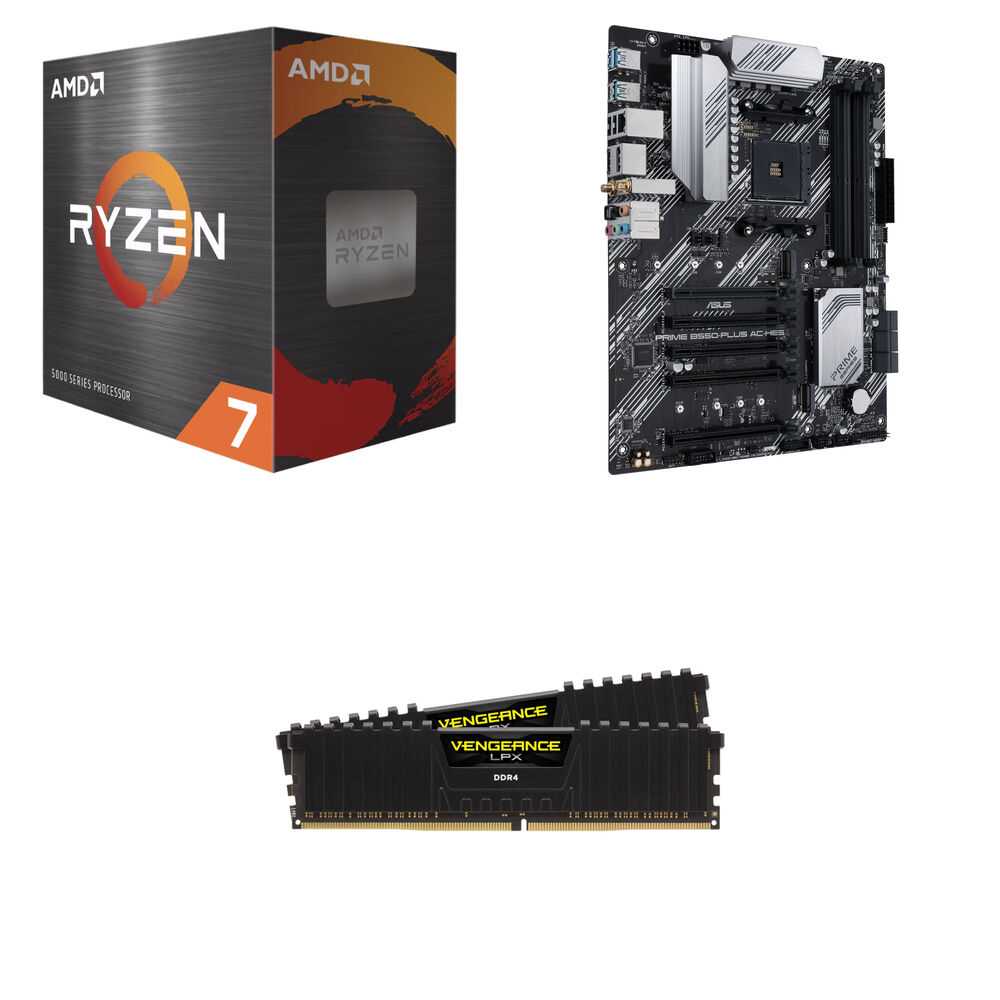 AMD Ryzen 7 5800XT + ASUS PRIME B550-PLUS AC-HES + Corsair 32GB VENGEANCE DDR4-3200, Combo
