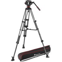 Manfrotto 504X Cabezal de Video Fluido + Tripode de Carbono MVTTWINMC con Esparcidor de Ni