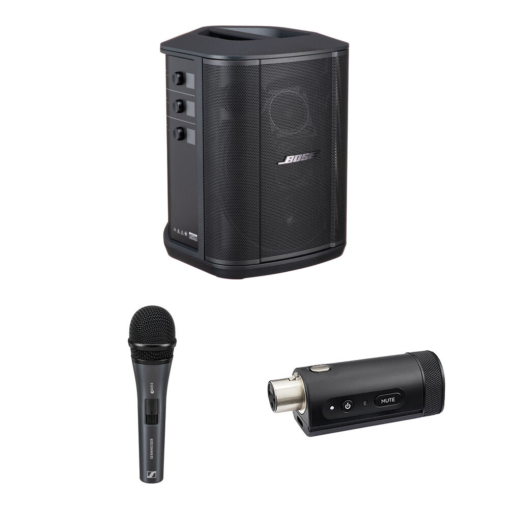 Bose S1 Pro+ Sistema PA Portátil con Micrófono de Mano Sennheiser e825S y Transmisor Ina