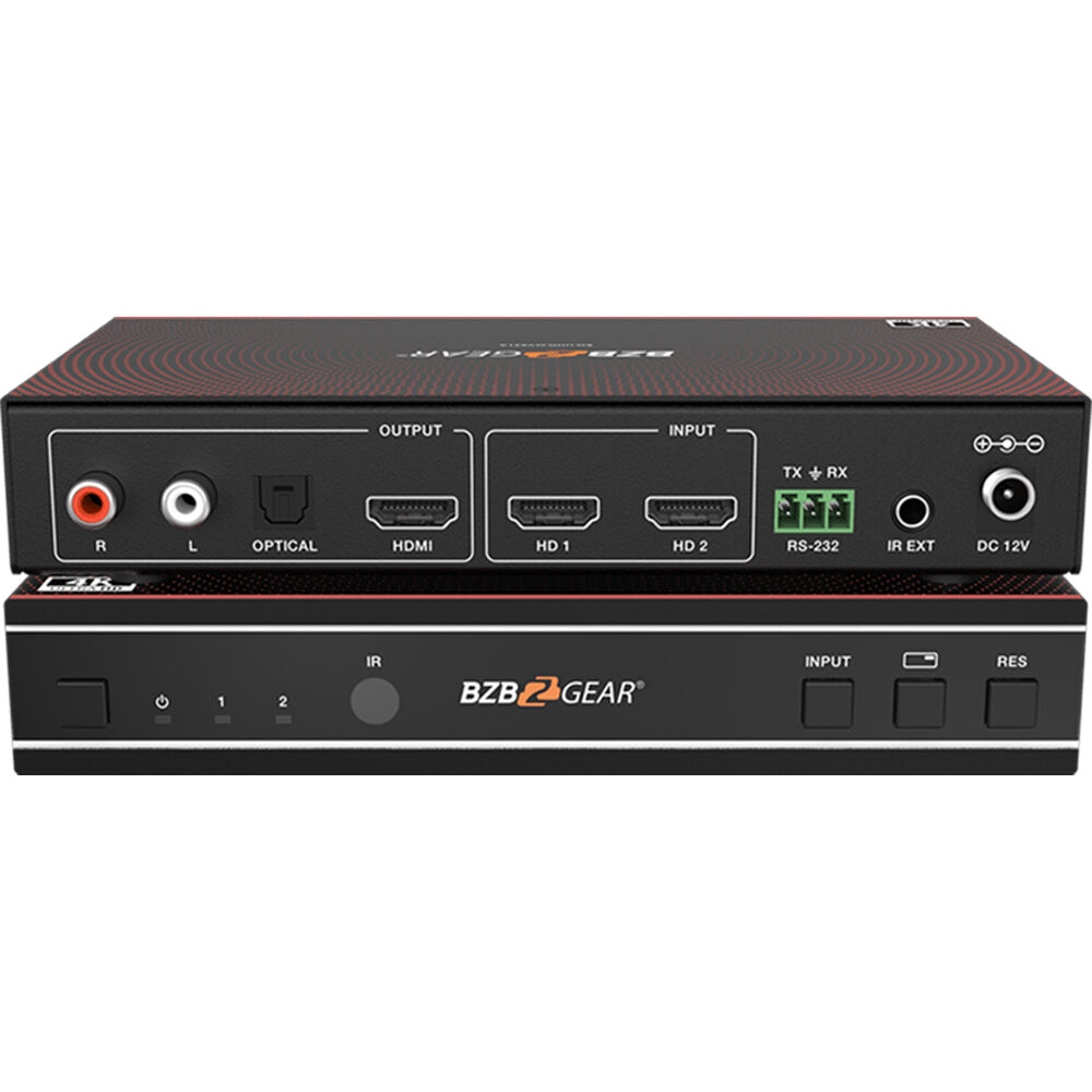 BZBGEAR Multiviewer 2x1 4K60 con Switcher Sin Costura y De-Embedder de Audio