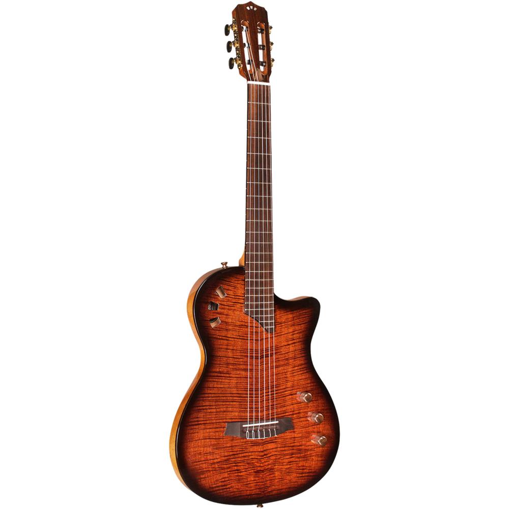 Cordoba Guitarra Eléctrica de Cuerdas de Nylon Stage Edge Burst - Tapa de Abeto Sólido,