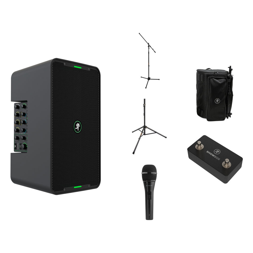 Mackie ShowBox 400W Live Performance Rig Kit con Micrófono y Soporte Ajustable