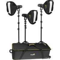 Genaray Kit de Iluminación Portátil Torpedo 3-LED con Softbox 24x24"" y Soportes de Luz
