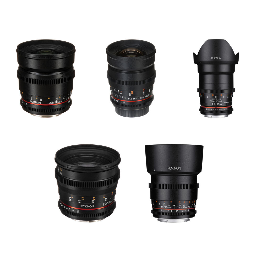Rokinon Cine DS Kit de Lentes 5 Piezas con Montura Canon EF - 16, 24, 35, 50 y 85mm