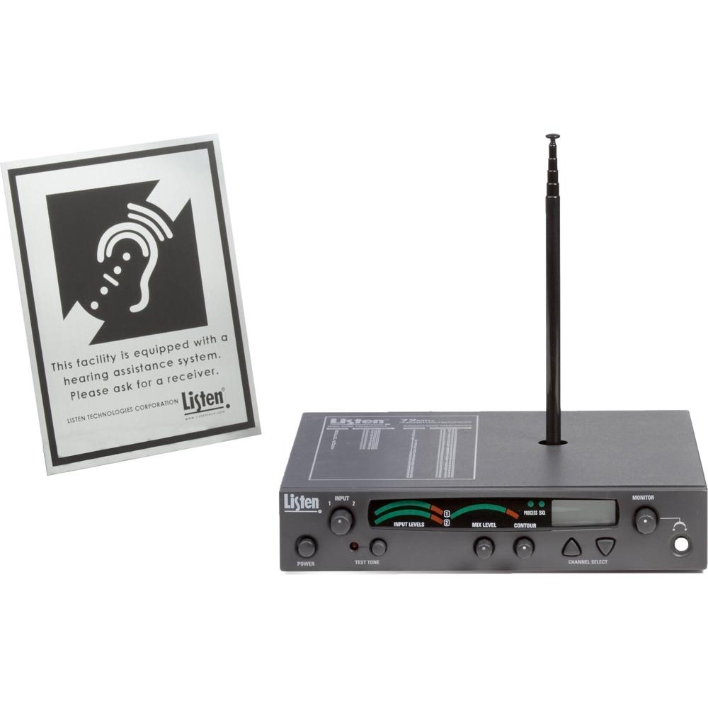 Listen Technologies Transmisor RF Estacionario LA-106 72 MHz con Antena y Kit de Señaliza