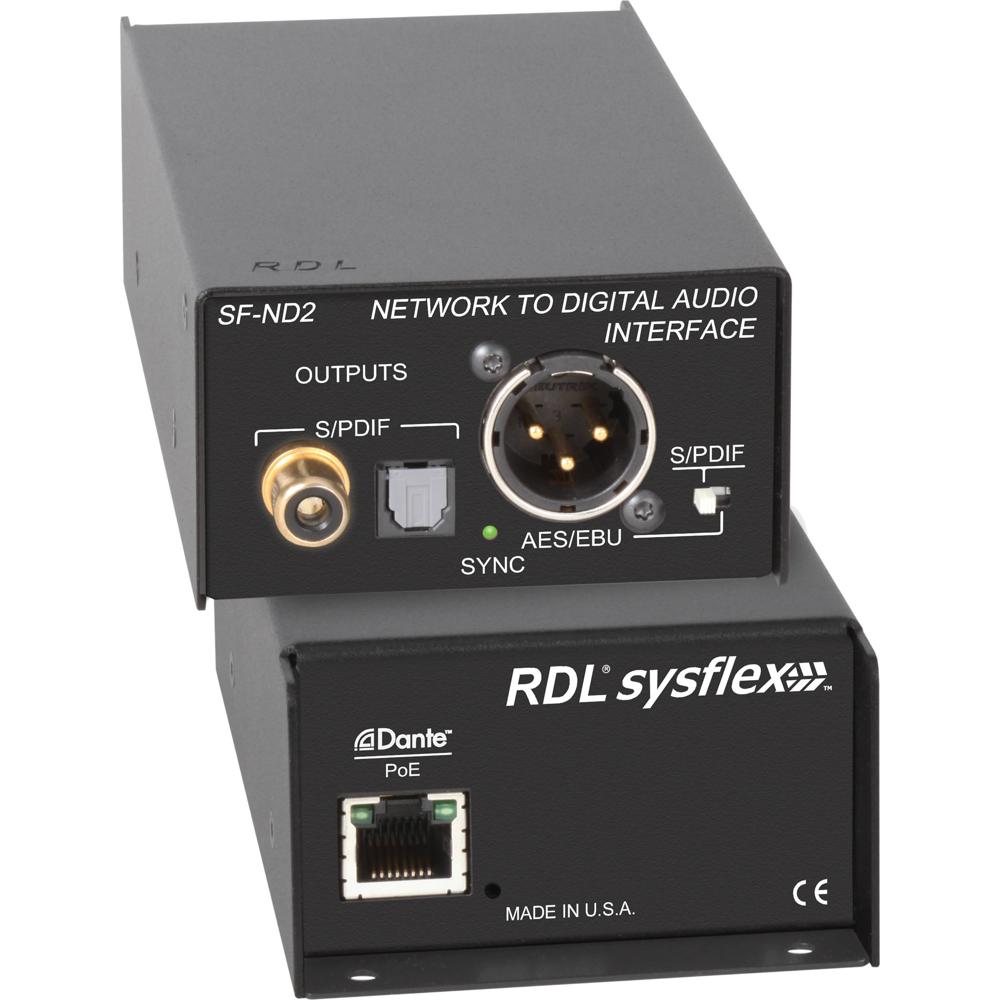 RDL Interfaz de Audio Digital SF-ND2 - Convierte Dos Señales de Audio Dante a Salida Digi
