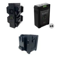 Core SWX Compact NANO Micro 50 Kit - 4 Baterías V-Mount 49Wh, Cargador X4S y Placa Sharkf
