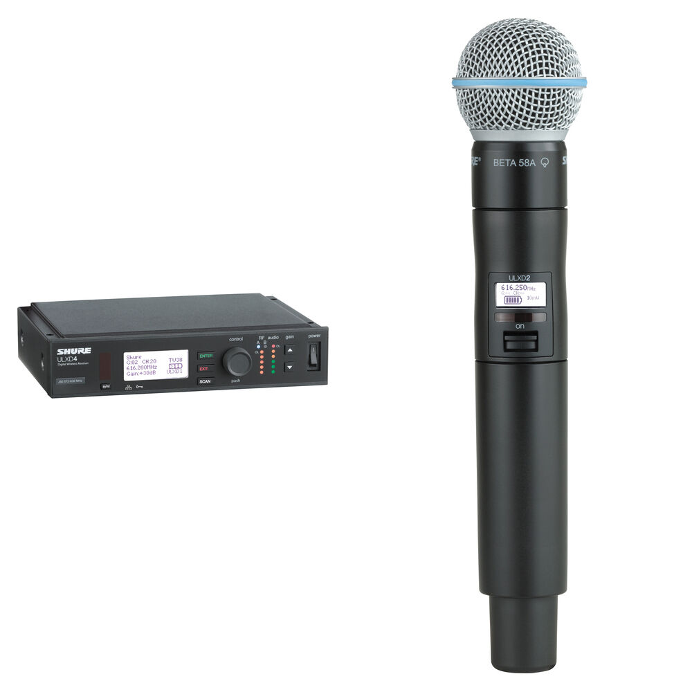 Shure ULX-D Micrófono Inalámbrico de Mano con Cápsula Beta 58A, Receptor de Canal Únic