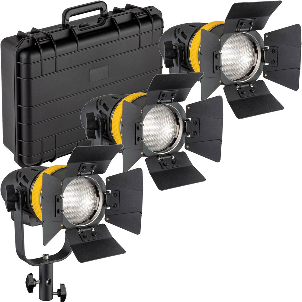 Genaray Kit de Iluminación LED Portátil Torpedo 3 Luces con Barndoors