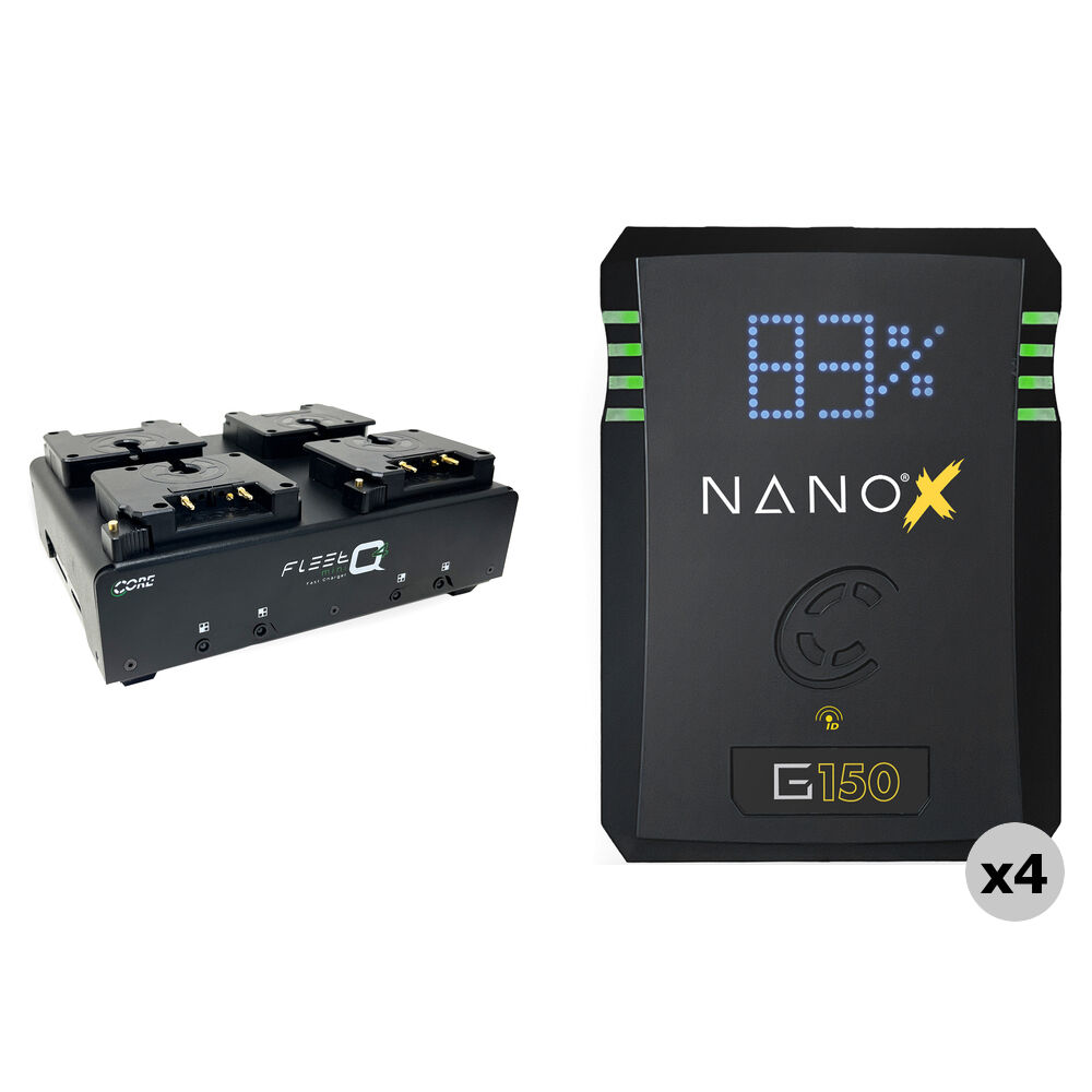 Core SWX NANO X 150Wh 4 x Baterías + Cargador Cuádruple Fleet Q4 (Gold Mount)