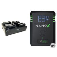 Core SWX Kit de 4 Baterías NANOX 150Wh V-Mount + Cargador Cuádruple Fleet Q4
