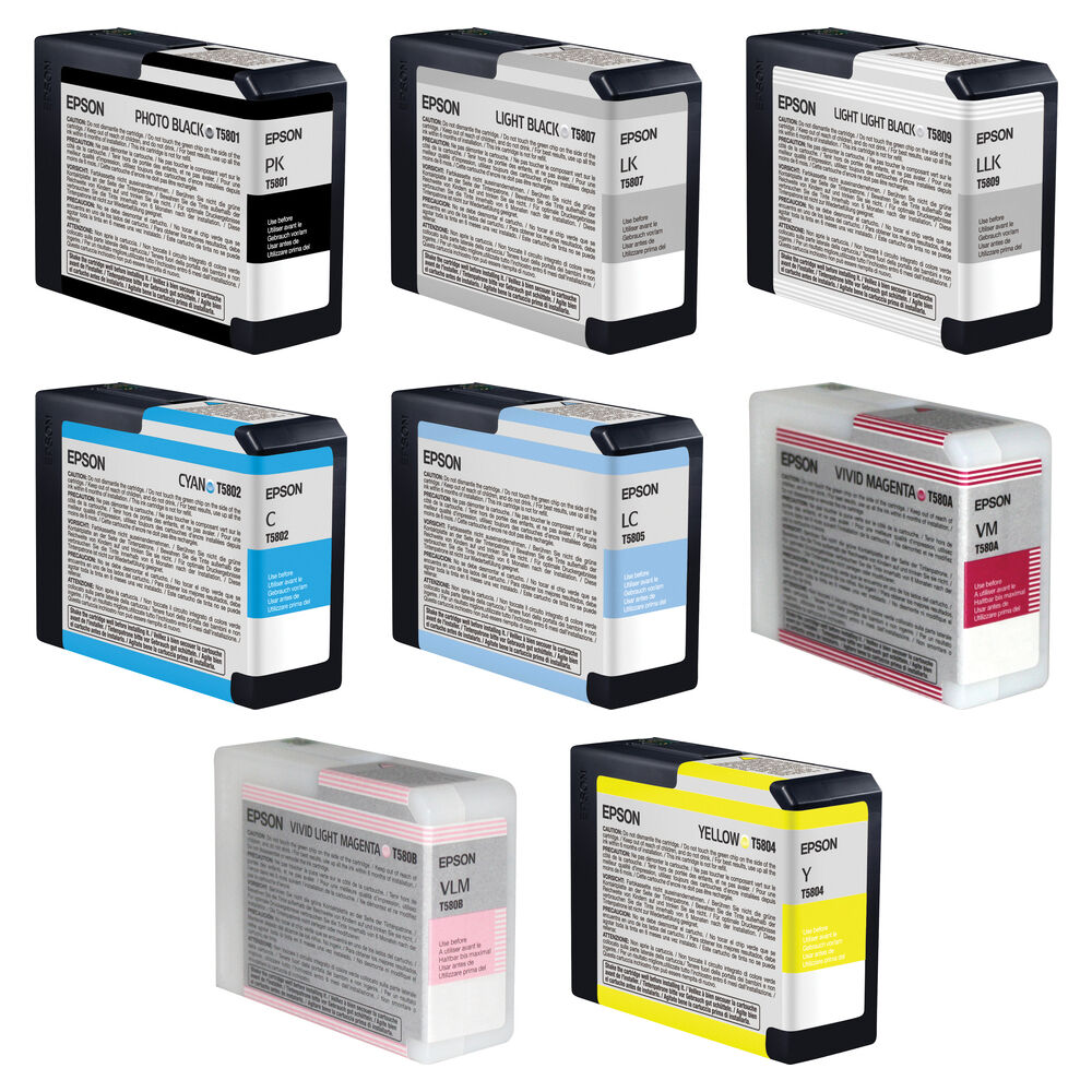 Epson Tinta UltraChrome K3 Photo Black para Impresora Stylus Pro 3880 - 8 Cartuchos (80 ml