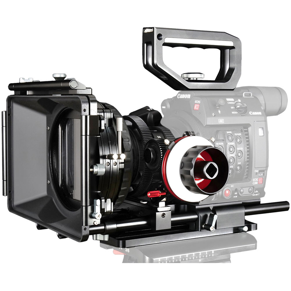 CAME-TV Kit de Matte Box y Follow Focus para Canon EOS C200 - Incluye Manija Superior, Bas