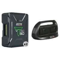 Anton/Bauer Titon 90 Kit de 2 Baterías V-Mount con Cargador Cuádruple - 92Wh, Salida de