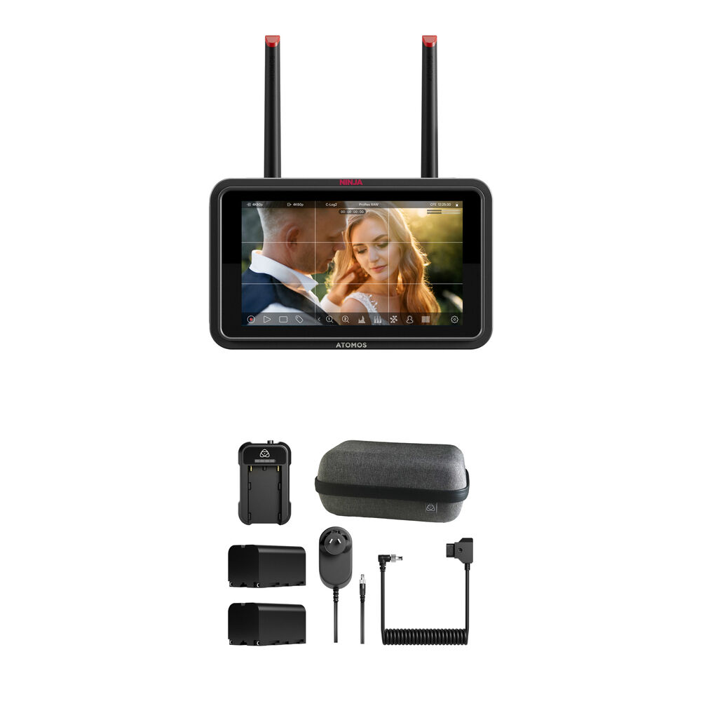 Atomos Ninja TX GO 5.2"" Monitor/Recorder con Kit de Alimentación Universal - Incluye 2 Ba