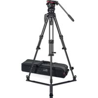 Sachtler Tripode de Carbono 75/2 Mark II con Cabezal Fluido FSB 4 y Esparcidor de Suelo -