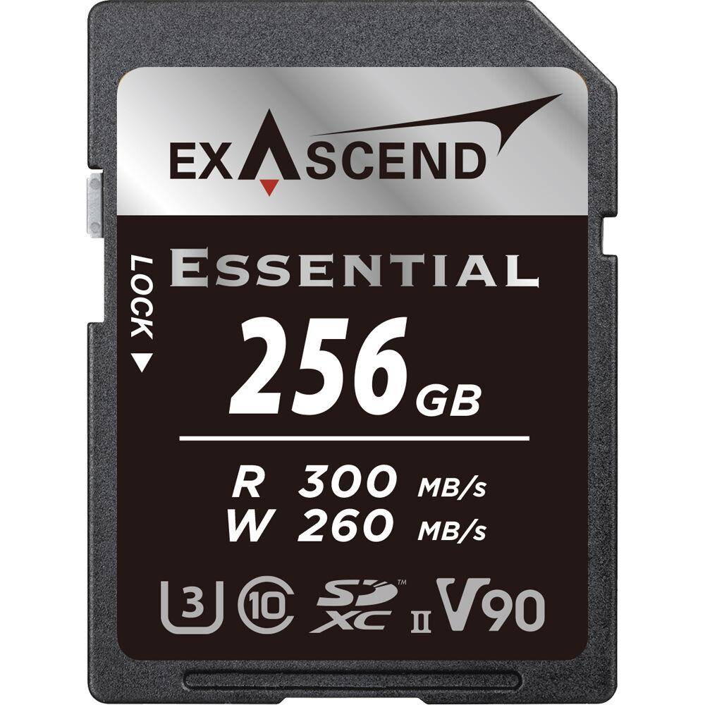 Exascend Tarjeta de Memoria SDXC 256GB Essential UHS-II V90 - 300 MB/s Lectura, 260 MB/s E