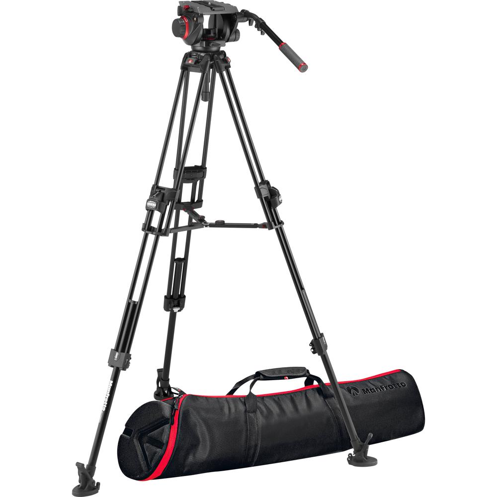 Manfrotto Tripod 509HD con Piernas de Aluminio 645 Twin FAST, Esparcidor 2-en-1 y Bolsa de