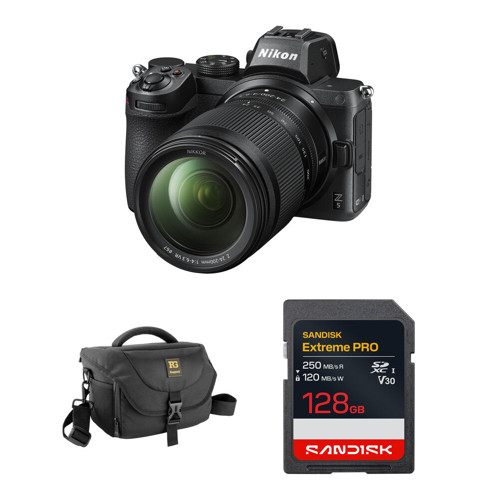 Nikon Z5 Cámara Mirrorless con Lente NIKKOR Z 24-200mm f/4-6.3 y Accesorios Básicos