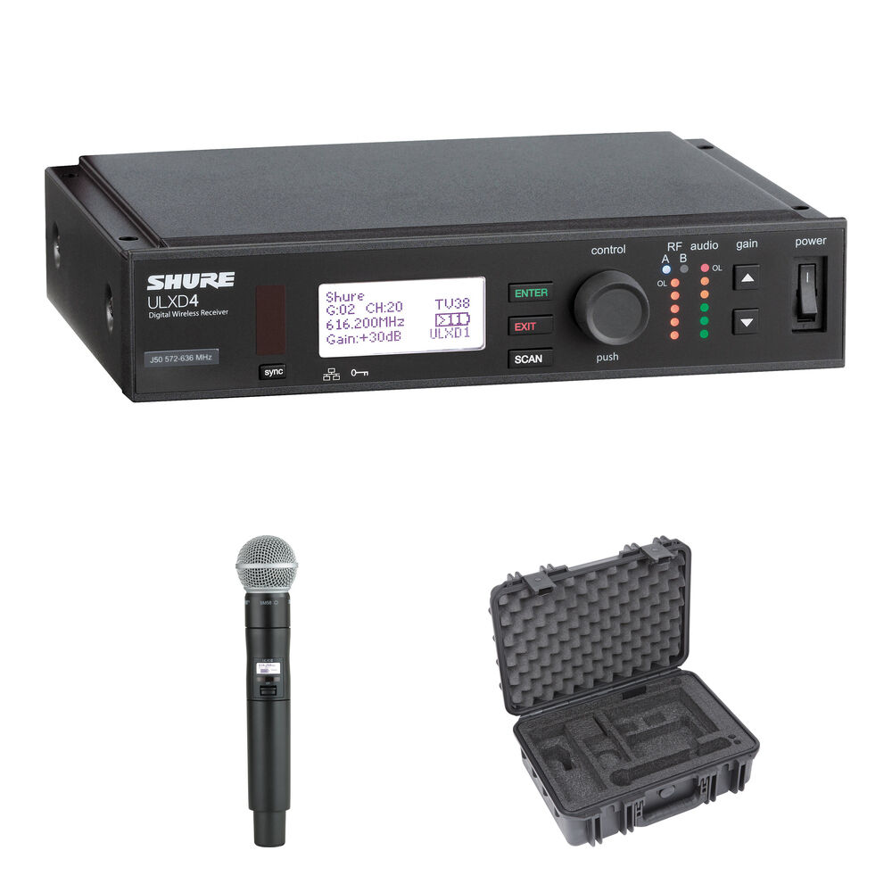 Shure ULX-D Micrófono Inalámbrico de Mano con Cápsula SM58 - Kit Completo con Receptor