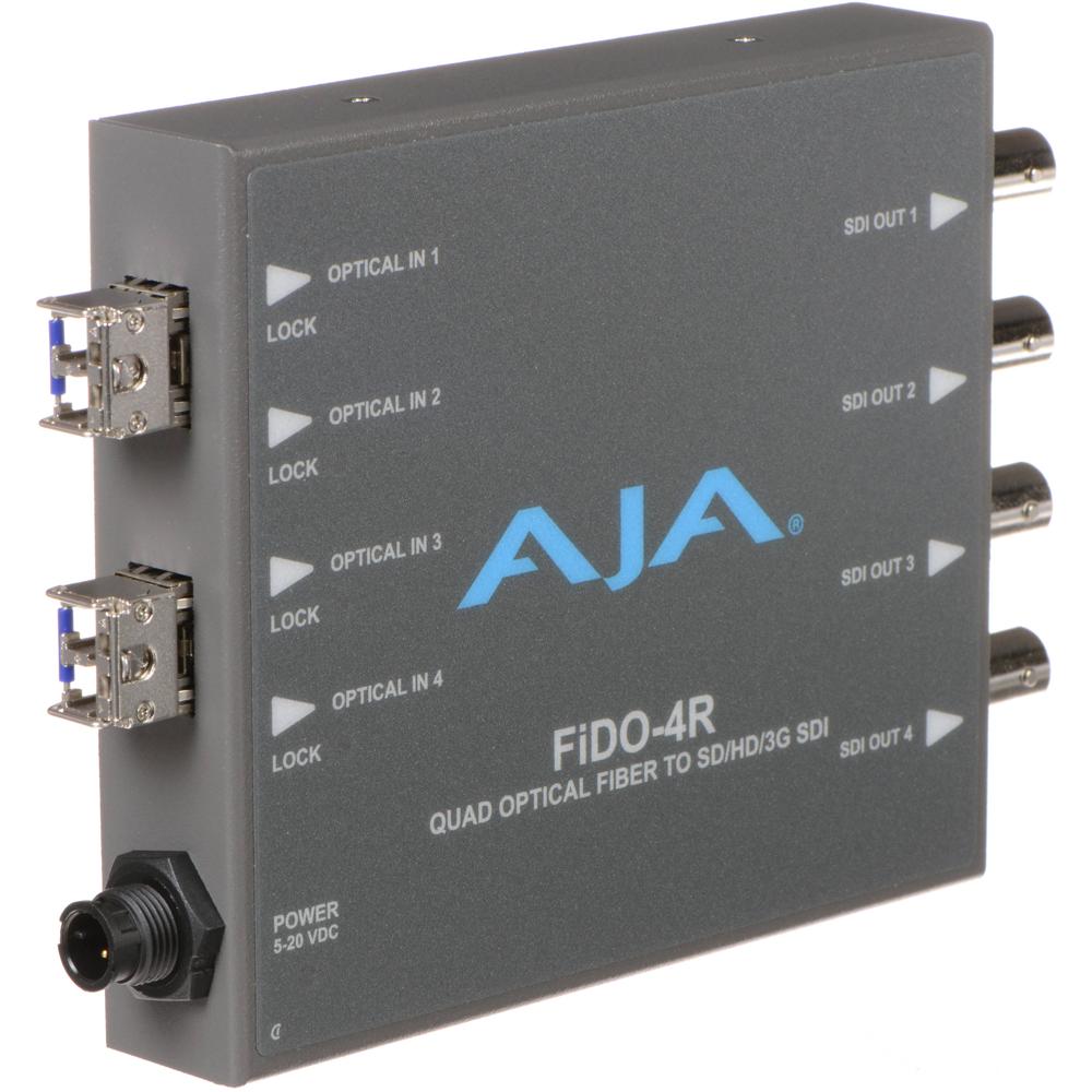 AJA FiDO-4R Mini Converter Quad LC Fiber a 3G-SDI, Resolución Ultra HD 4K, Compatible ASI