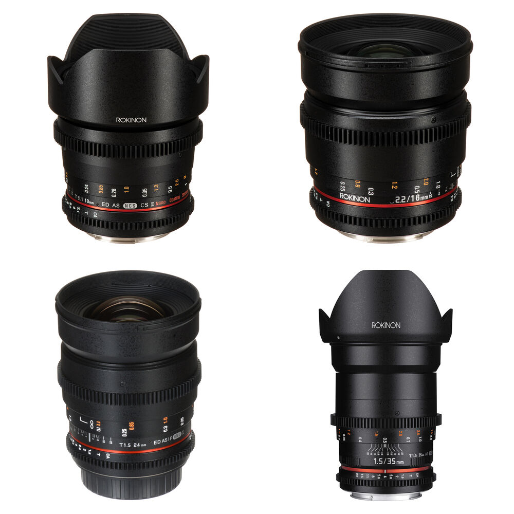 Rokinon Kit de Lentes Cine DS Gran Angular para APS-C (Canon EF) - 10, 16, 24 y 35mm