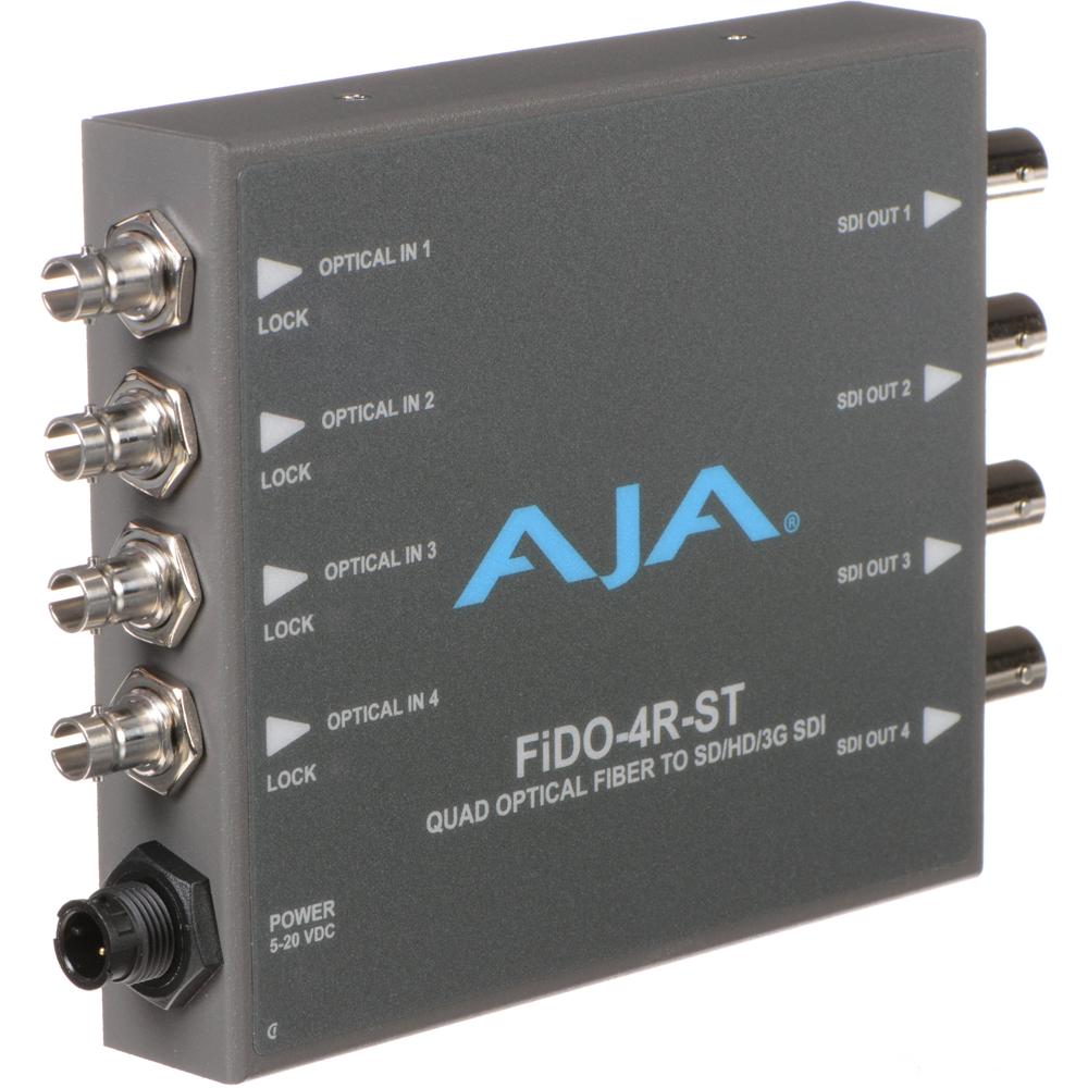 AJA FiDO-4R-ST Mini Converter Quad ST Fiber a 3G-SDI, Resolución Ultra HD 4K, Compatible
