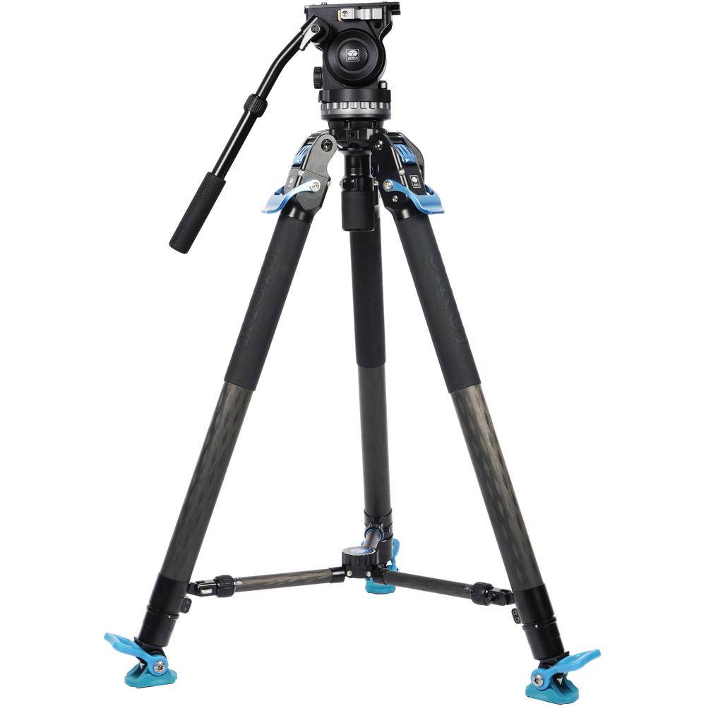 Sirui Trípode de Carbono SVT75 con Cabezal Fluido VHS10 - Capacidad de Carga 22 lb, Altur
