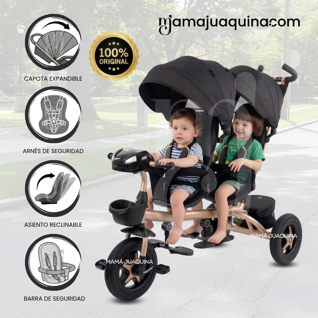 Triciclo Guiador Gemelar TWIN RACE Edición Limitada Black