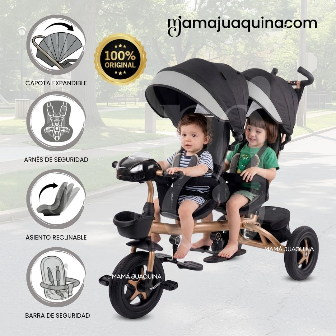 Triciclo Guiador Gemelar TWIN RACE Edición Limitada Gray