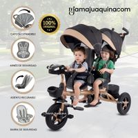 Triciclo Guiador Gemelar TWIN RACE Edición Limitada Beige