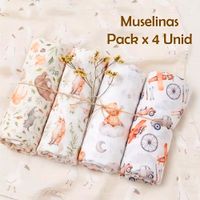 Manta Muselina para Bebé Bambú y Algodón Pack x 4 Unidades SMT67
