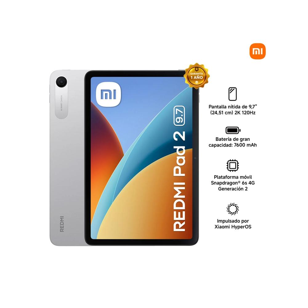 Tablet Xiaomi Redmi Pad 2 9.7 2K WiFi 4GB 128GB HyperOS 3.0 con Android 16 Silver