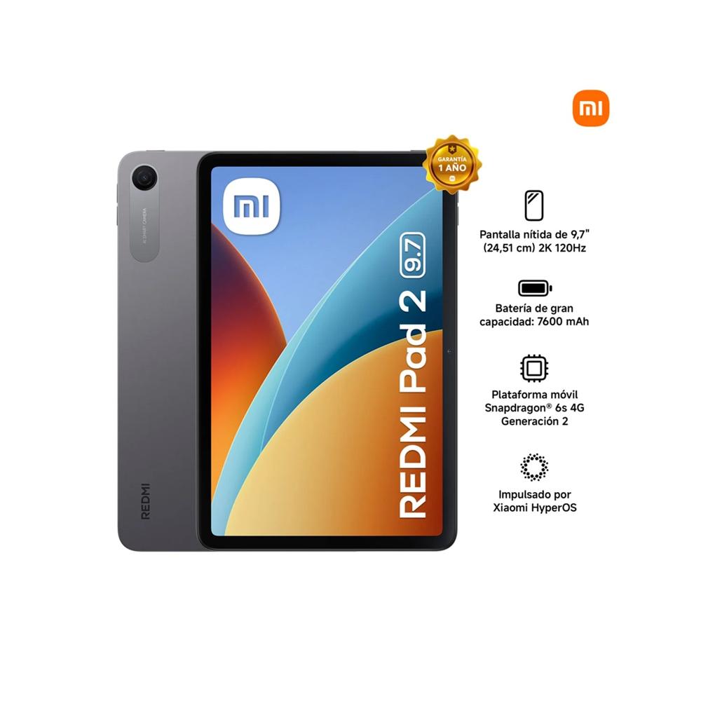 Tablet Xiaomi Redmi Pad 2 9.7 2K WiFi 4GB 128GB HyperOS 3.0 con Android 16 Gris oscuro