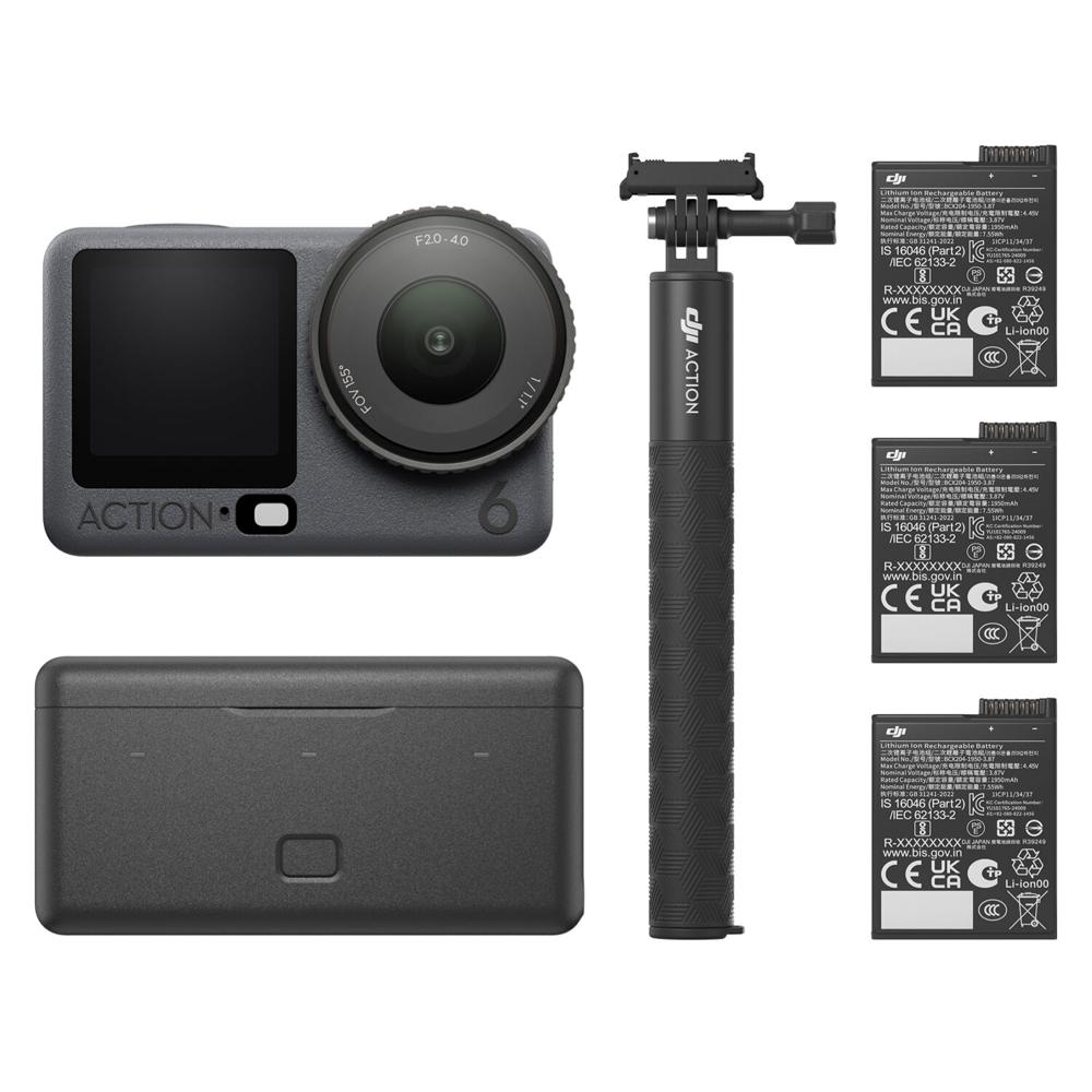 DJI Osmo Action 6 Adventure Combo - Cámara de Acción 4K120, Sensor CMOS 38MP, Pantallas