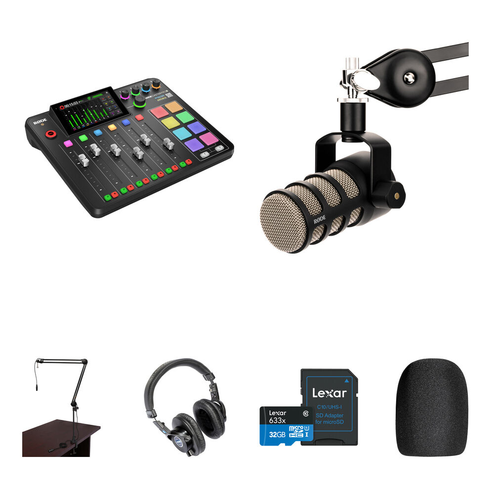 RODE RODECaster Pro II Kit de Podcasting con PodMic, Brazo de Transmisión y Auriculares
