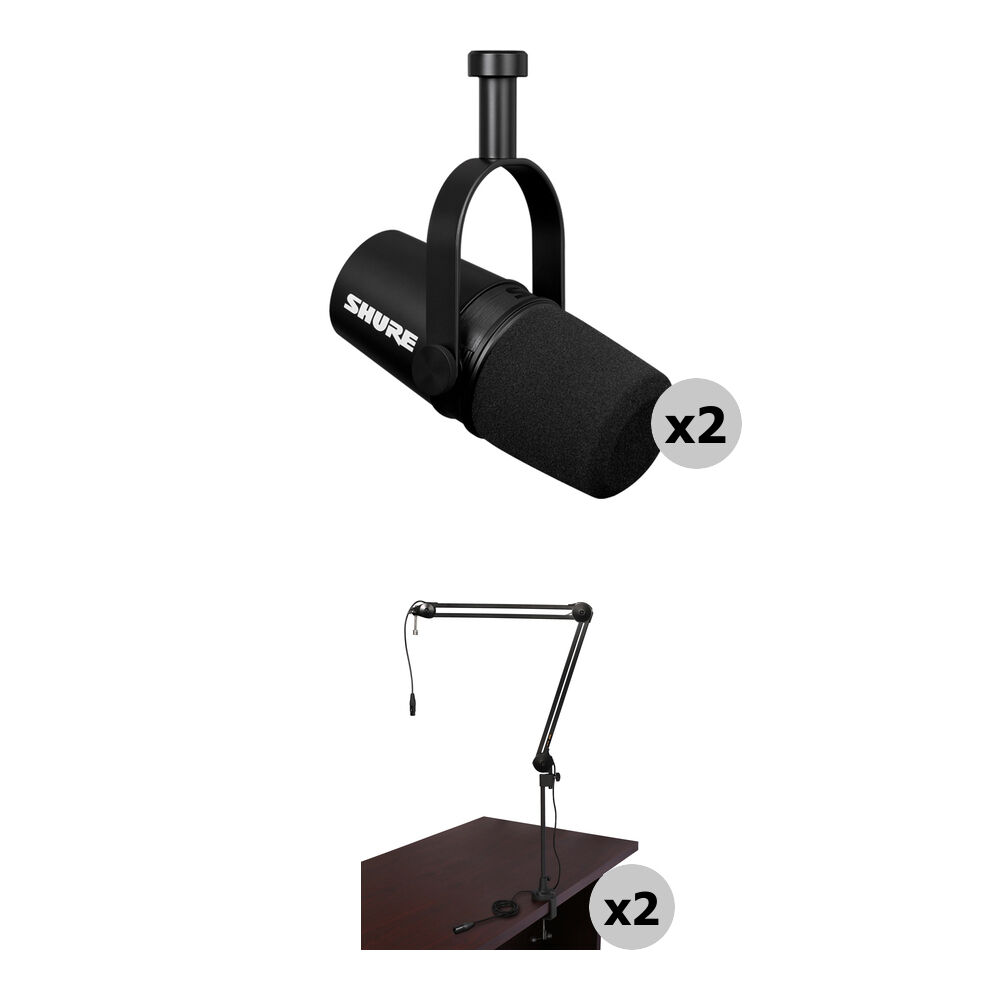 Shure MV7X Kit de Broadcast para 2 Personas con Micrófonos y Brazo de Soporte