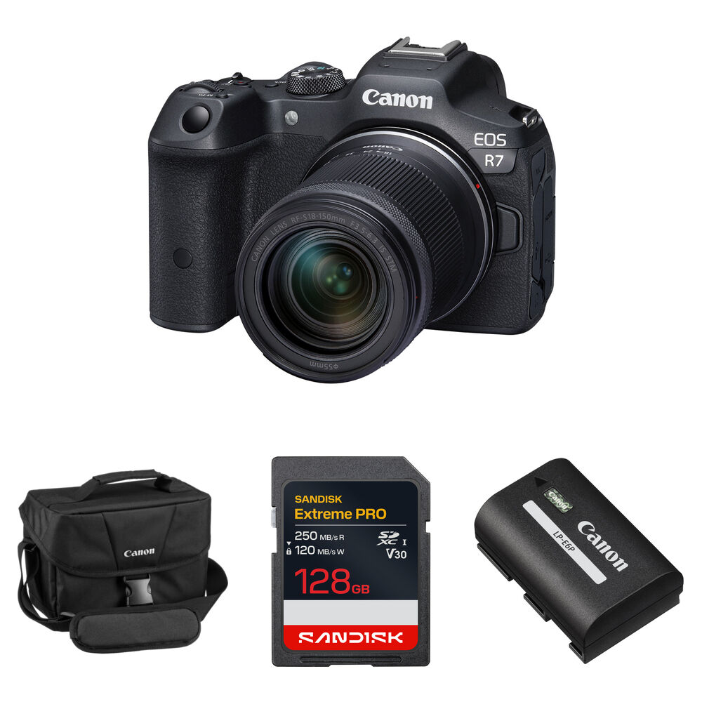Canon EOS R7 Cámara Mirrorless con Lente RF-S 18-150mm f/3.5-6.3 IS STM y Kit Esenciales