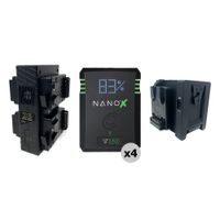 Core SWX NANOX V150 Kit - 4 Baterías Li-Ion V-Mount, Cargador GP-X4S y Placa Sharkfin